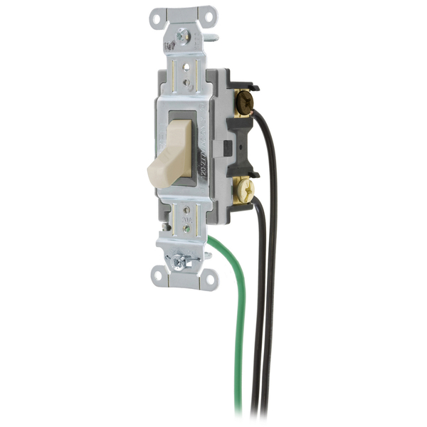 Hubbell Wiring Device-Kellems Spec Grade, Toggle Switches, General Purpose AC, Four Way, 20A 120/277V AC, Back and Side Wired, Pre-Wired with 8" #12 THHN CSL420LA